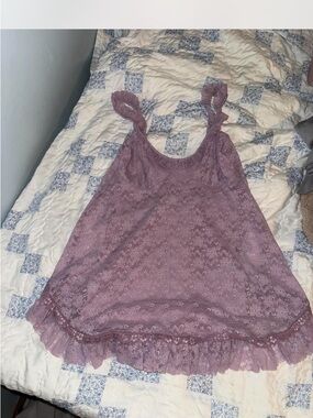 Lace Ruffle Chemise in Mauve